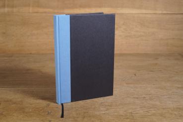 Preview: notizbuch schwarz hellblau leinen